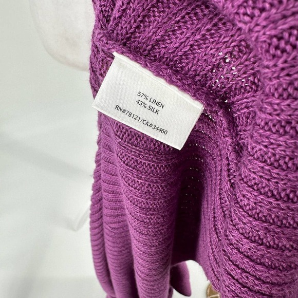 Eileen Fisher Cardigan Sweater Knit Open Draped Linen Purple Size Petite large - Picture 11 of 13